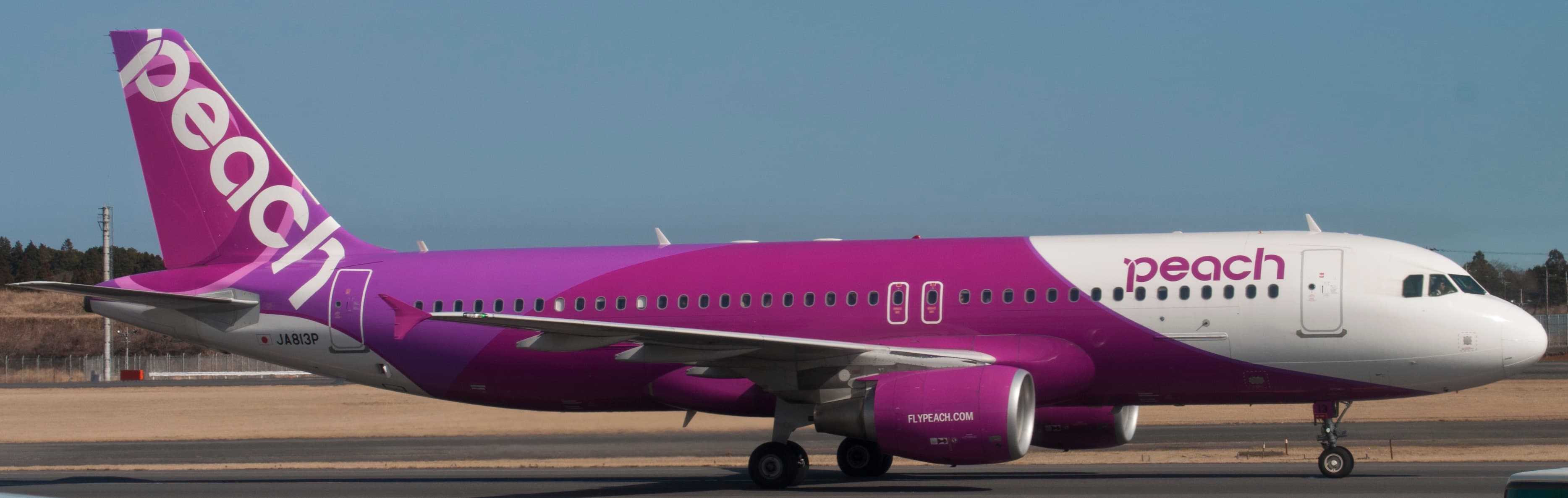 Peach Aviation Airbus A320-200 JA813P taxiing at Narita International Airport