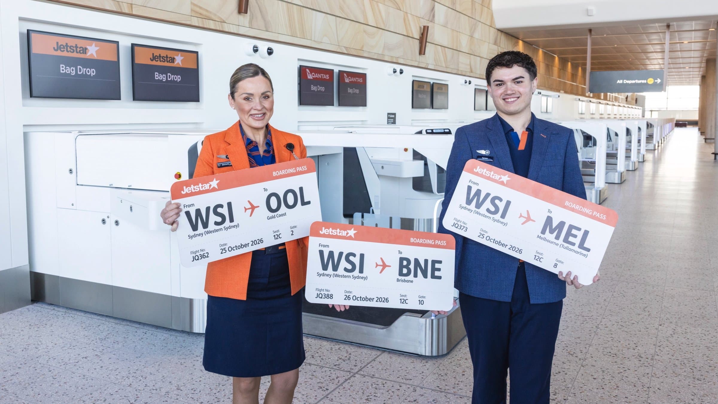 Jetstar staff at airport check-in desks