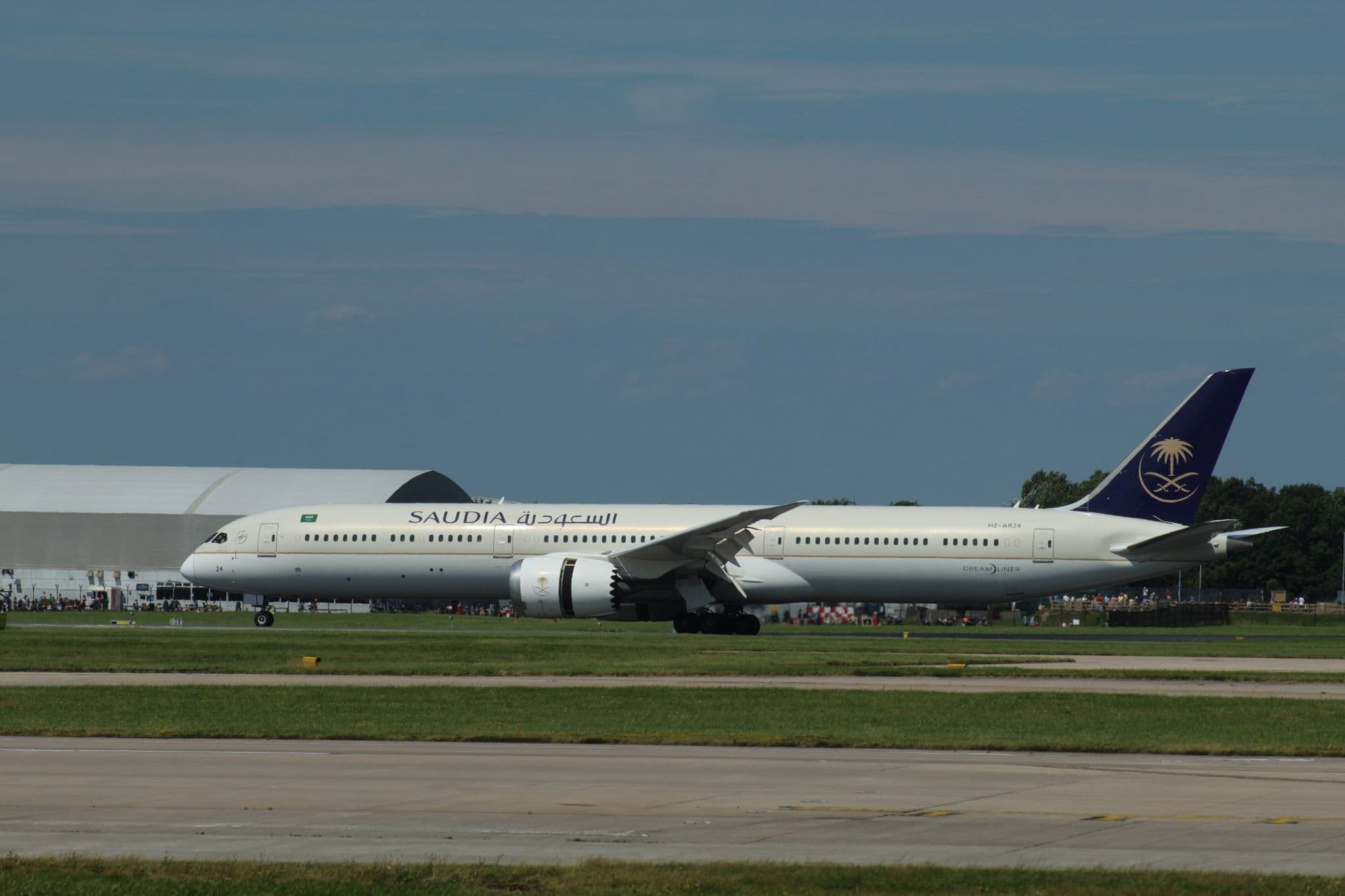 Saudia Boeing 787-10 HZ-AR24 on the taxiway at Manchester Airport