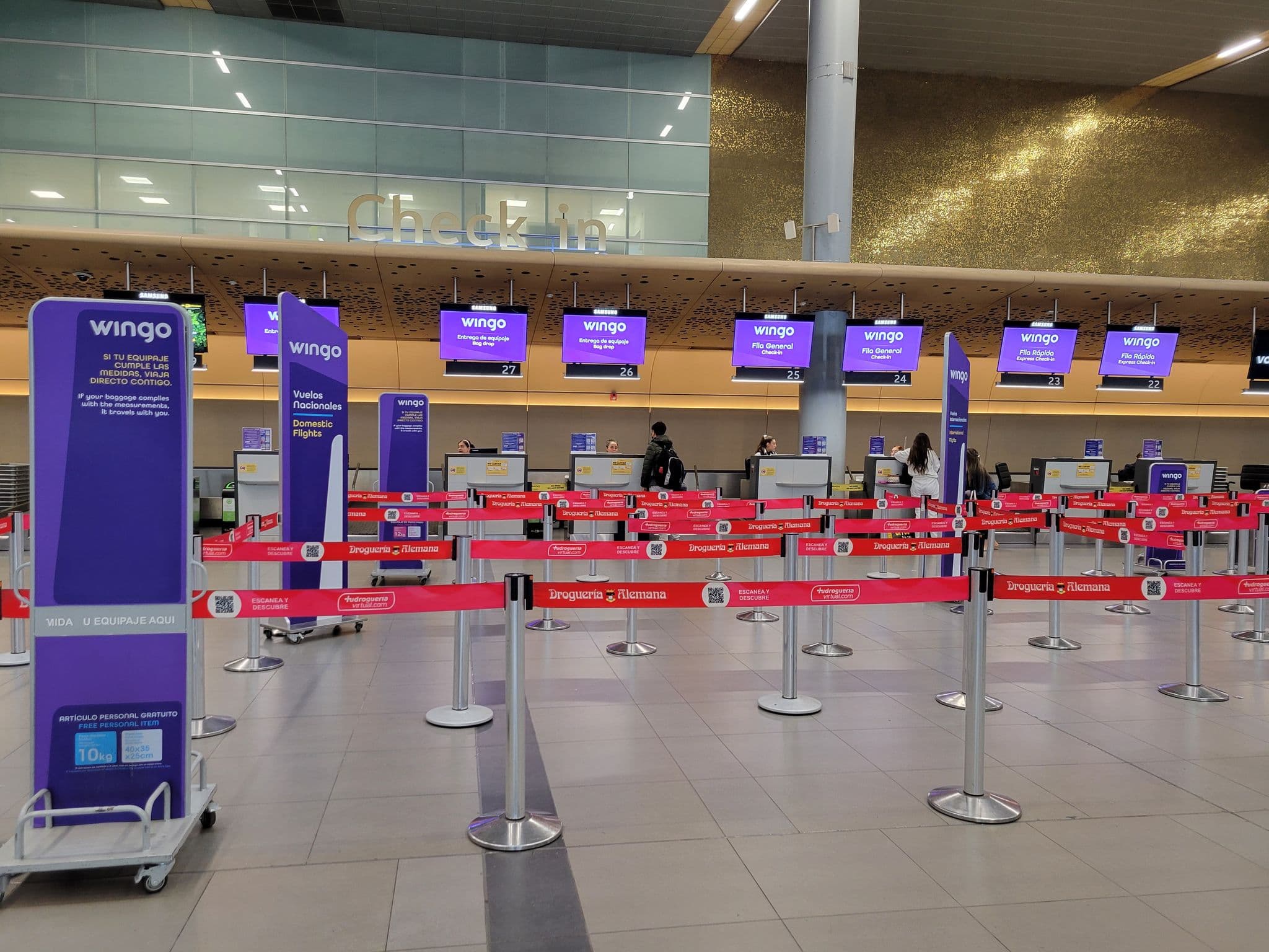 Wingo check-in desks at Bogotá El Dorado Airport