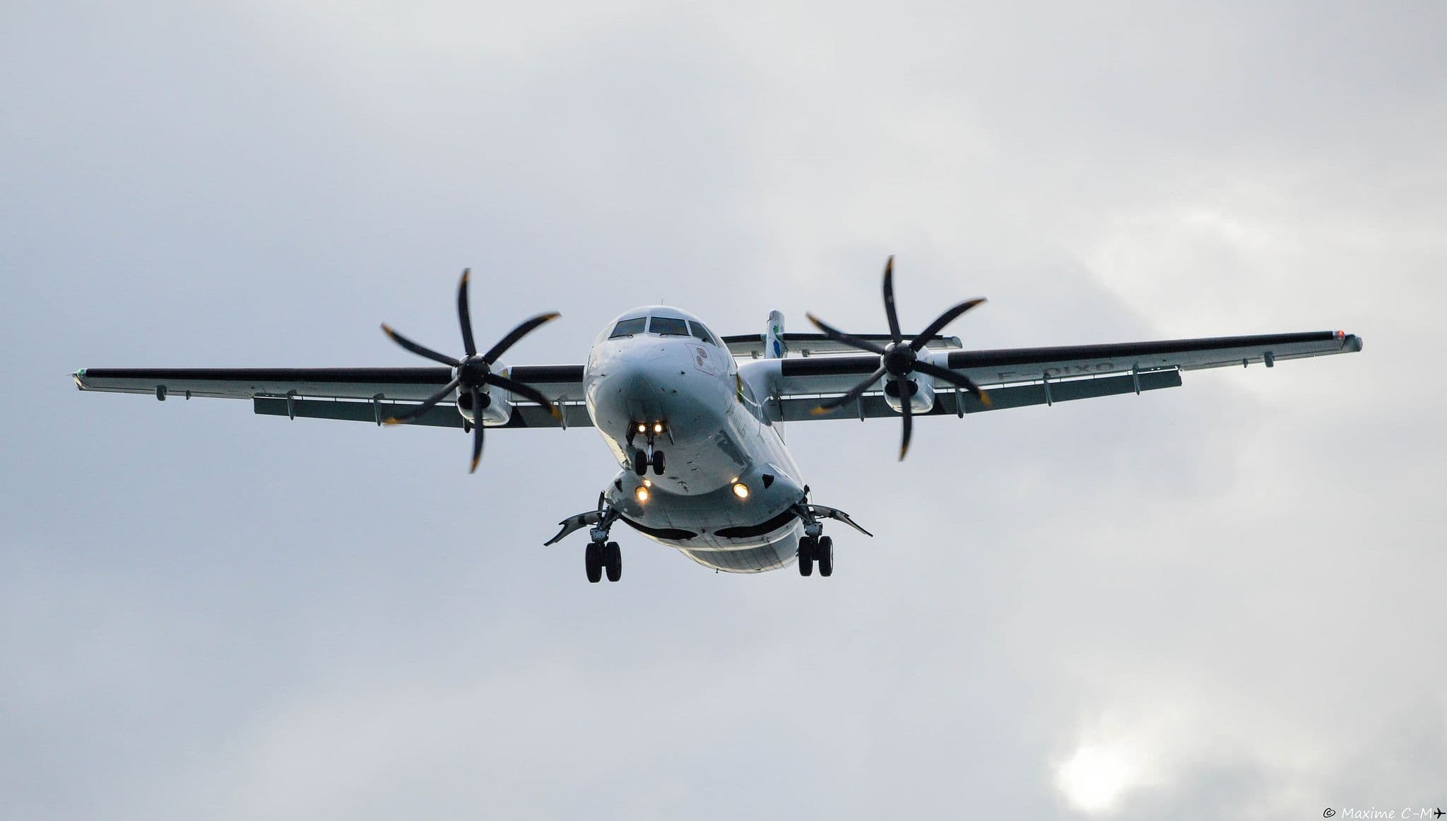 Air Antilles ATR 42-500 on final approach with landing gear down
