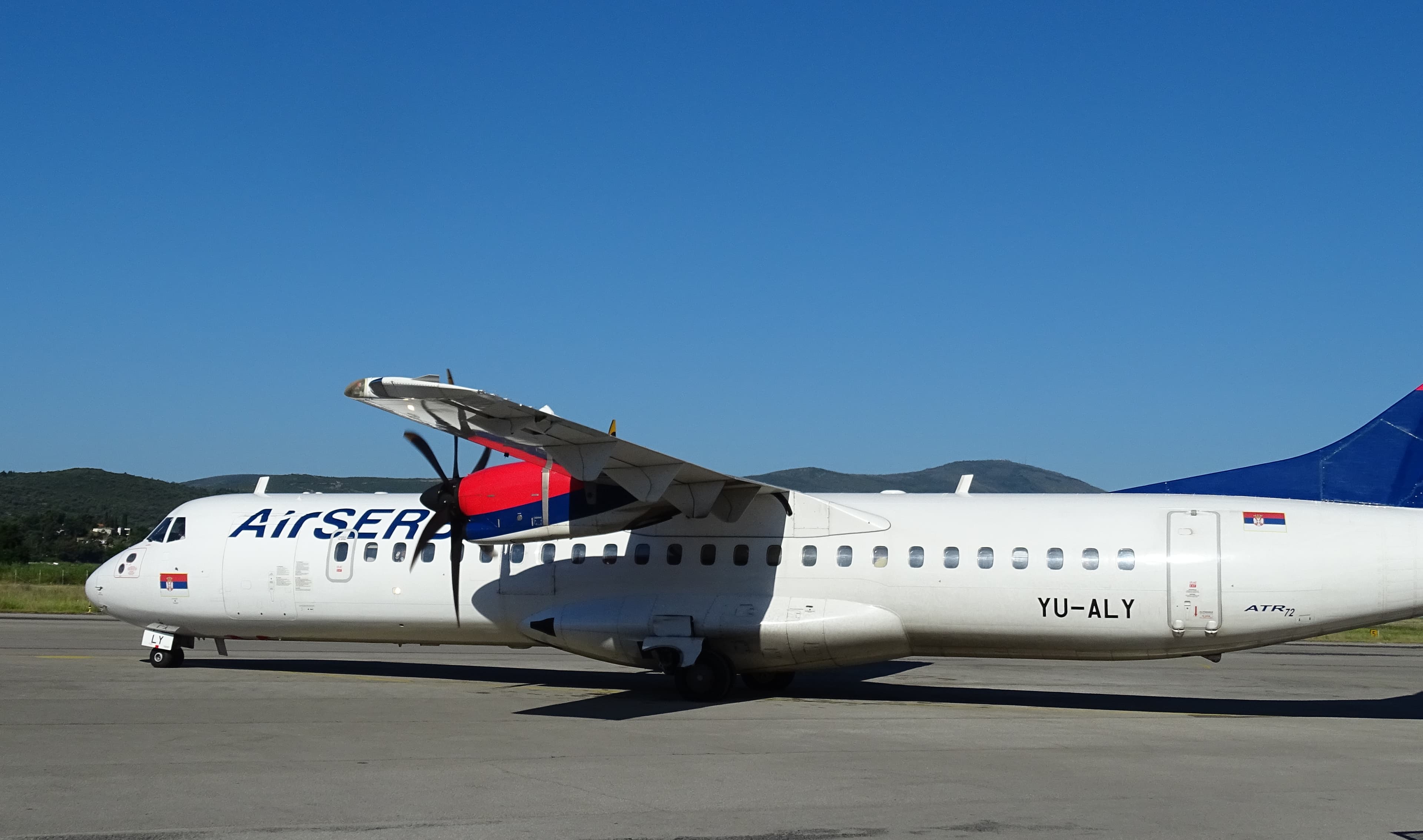 Air Serbia ATR 72-600 YU-ALY on the apron at Tivat Airport, Montenegro