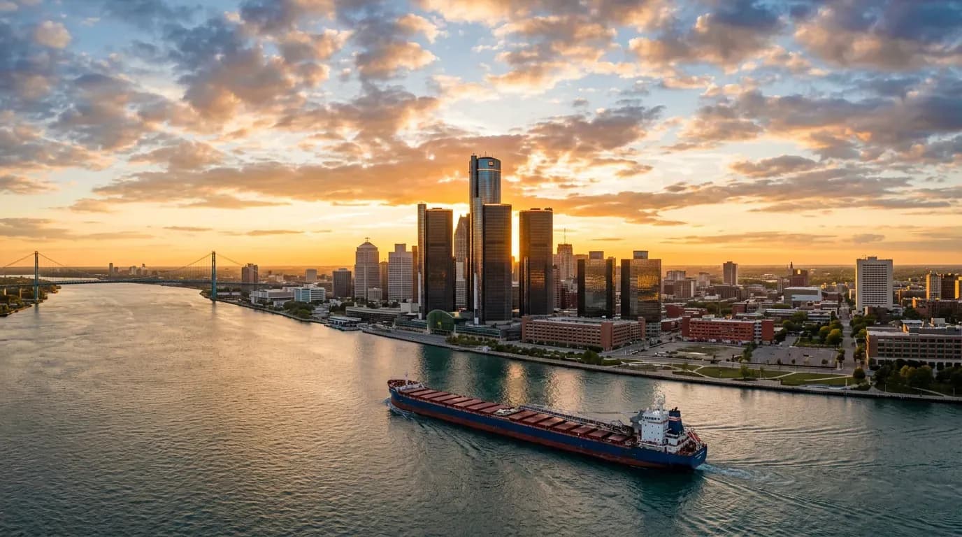 Scenic view of Detroit, US