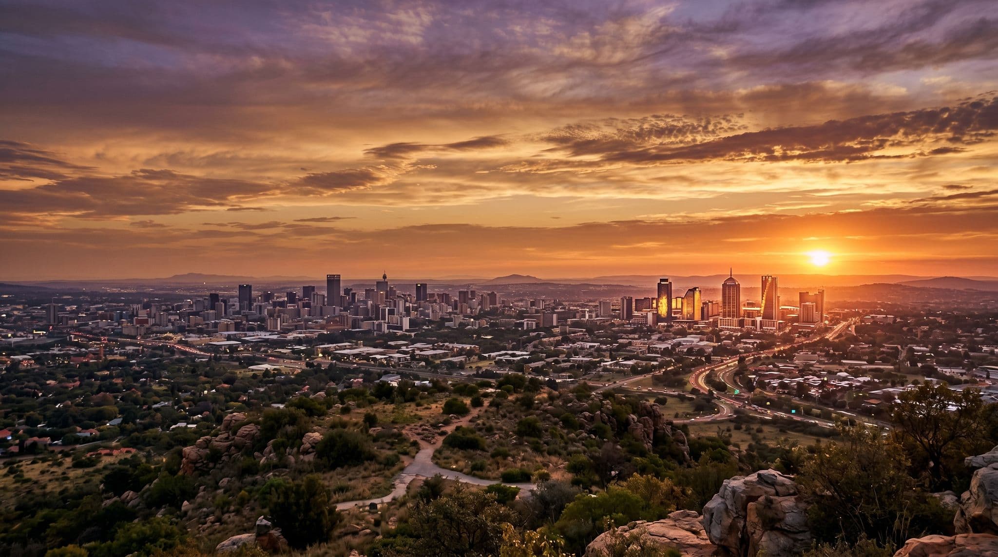 Schilderachtig uitzicht op Johannesburg, ZA