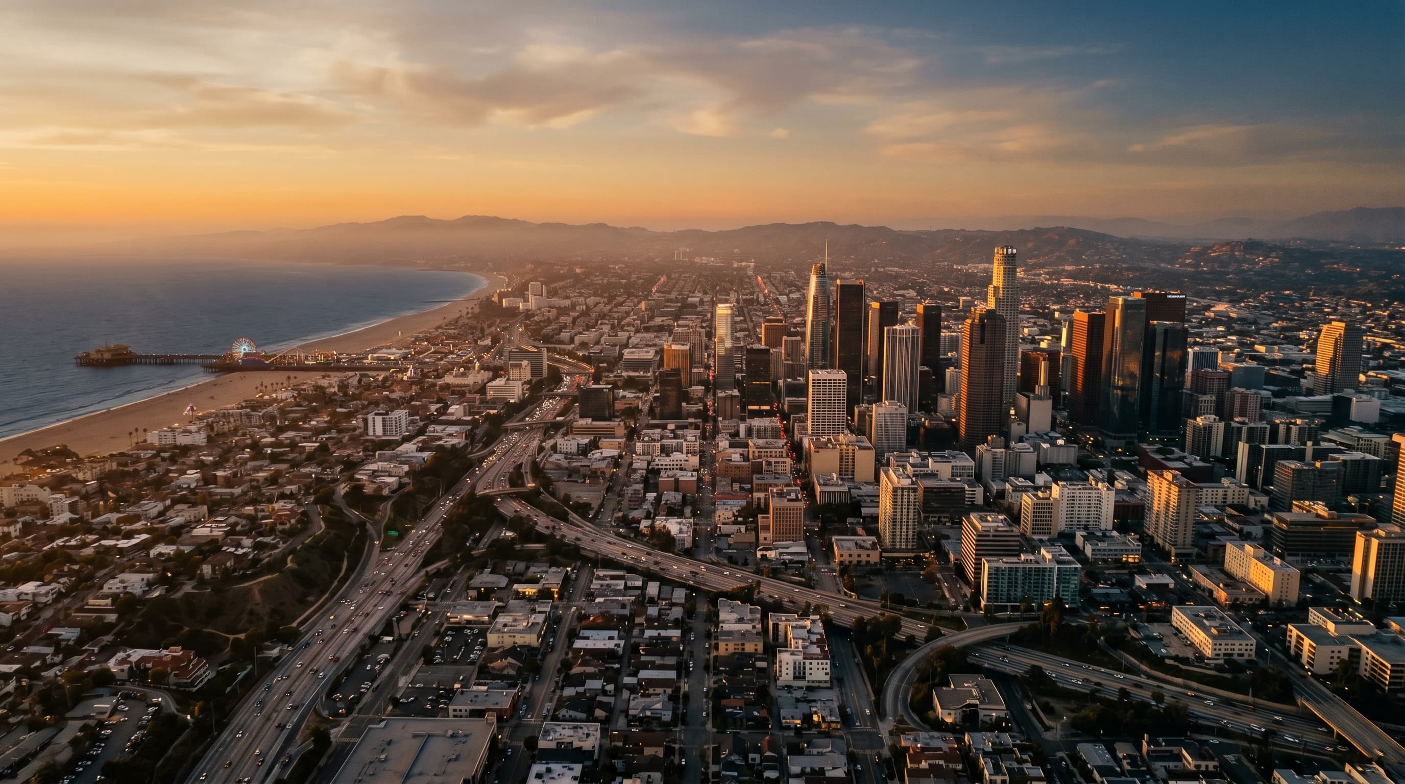 Scenic view of Los Angeles, US