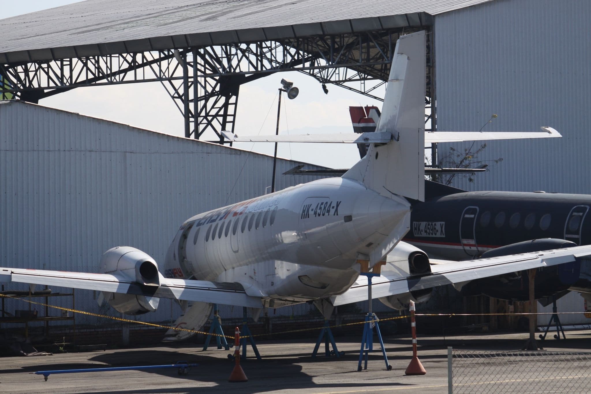 EasyFly BAe Jetstream 41 HK-4584 parked in a hangar at Bogotá El Dorado
