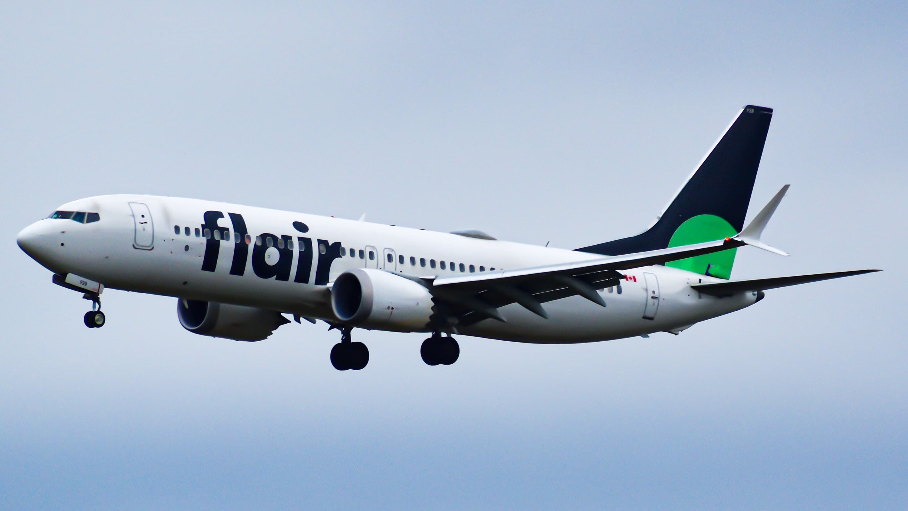 Flair Airlines 波音 737 MAX 8 客機正在進近多倫多皮爾遜國際機場
