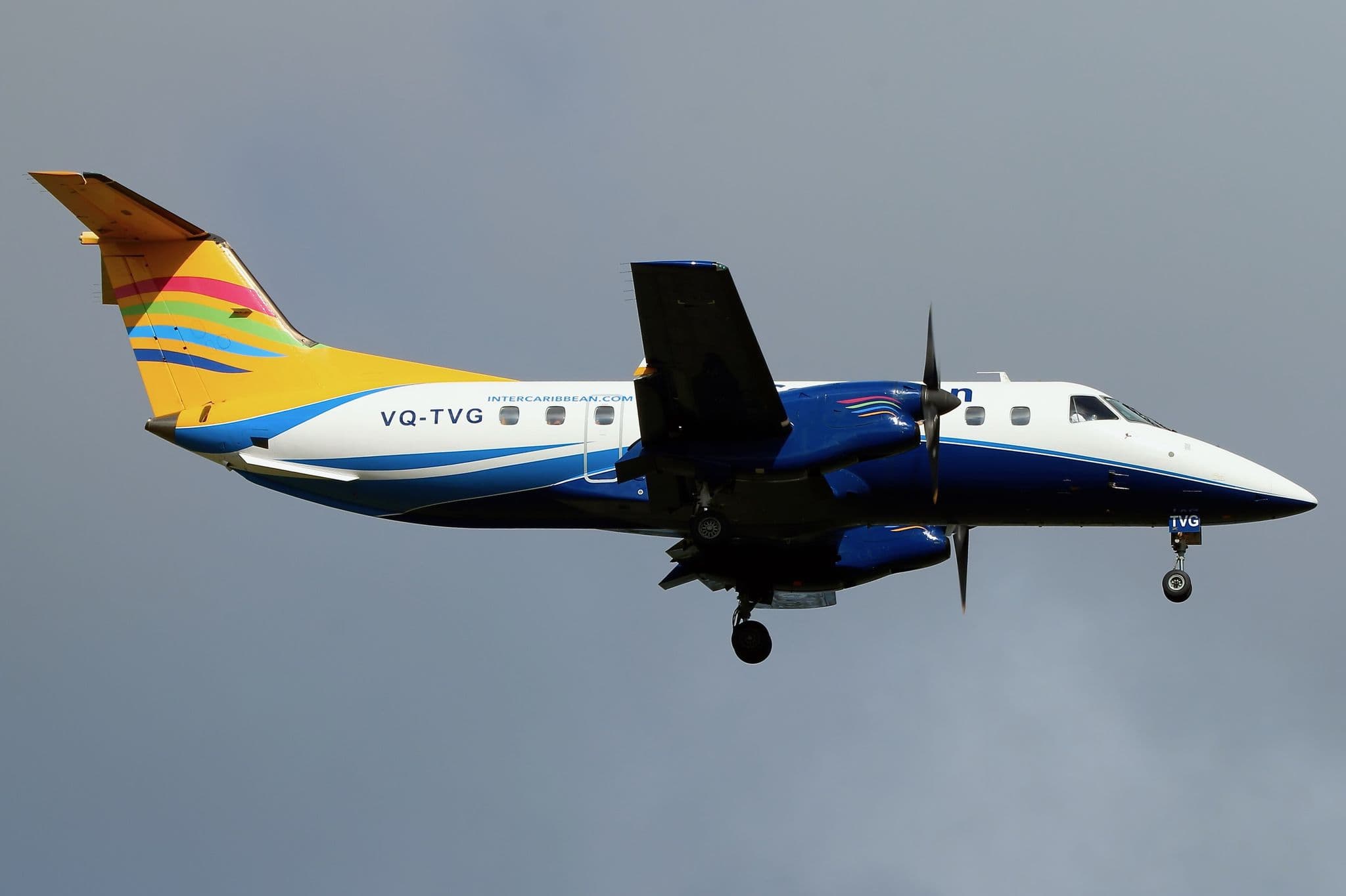InterCaribbean Airways Embraer EMB-120 Brasilia VQ-TVG on approach to Antigua