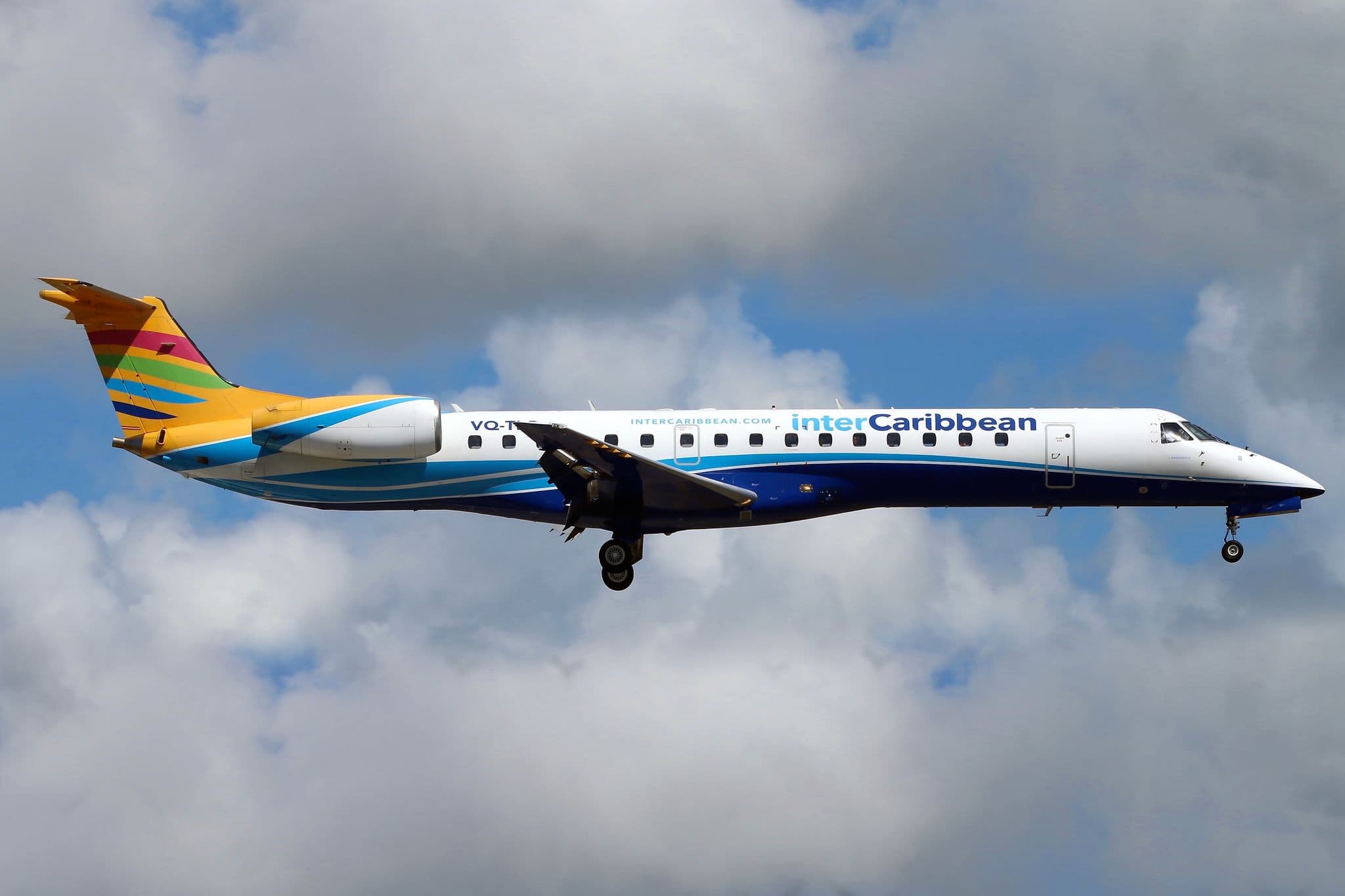 InterCaribbean Airways Embraer ERJ-145LR VQ-TLR on approach to Barbados