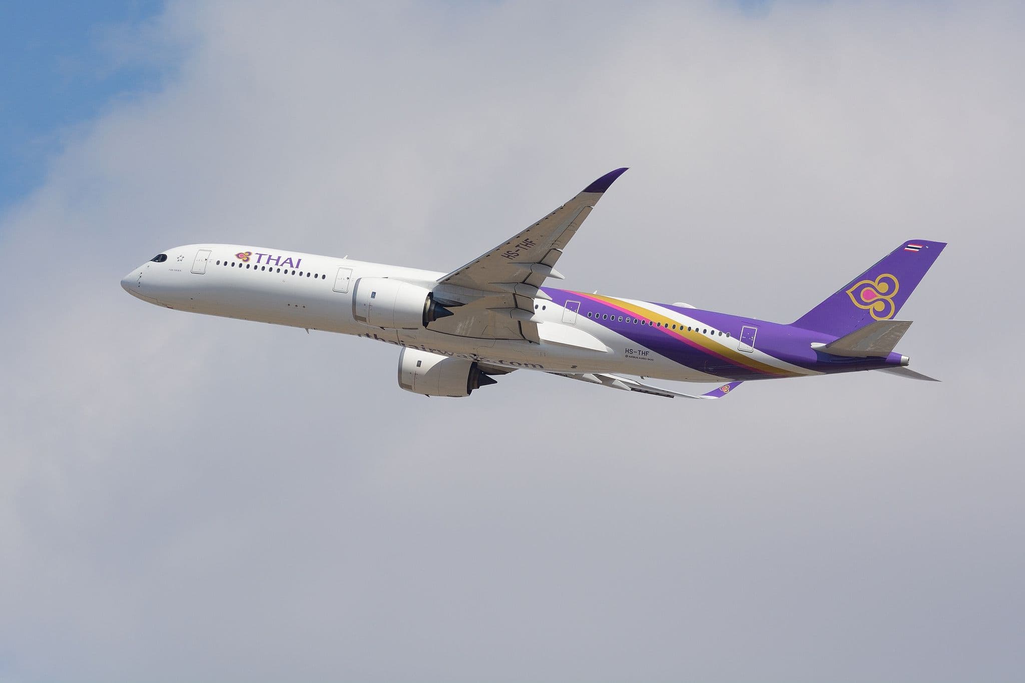 Thai Airways Airbus A350-900 HS-THF in flight on approach to Tokyo Narita